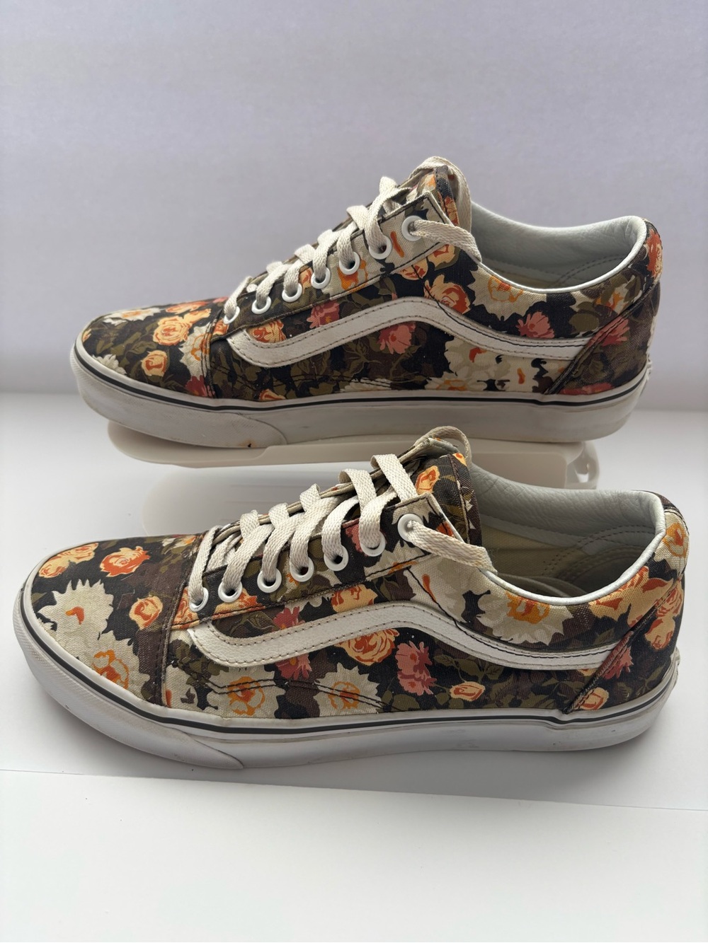 Vans Floral Old Skool Sneakers - Brown, Cream & Orange